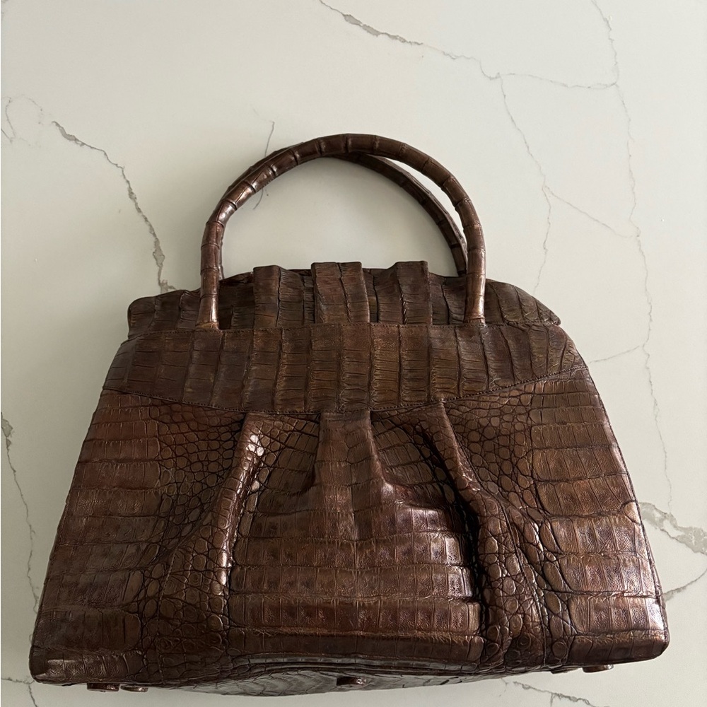 Nancy Gonzalez Brown Leather Satchel Timeless Design - Picture 2 of 11